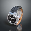 Elegant Modern Watch With Black Dial Silver Case And Black Leather Strap