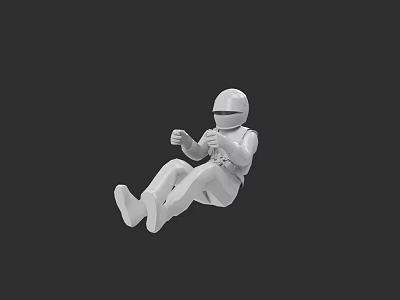 Detailed White 3D Game Movie Character With Helmet in Floating Pose 3d model