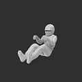 Detailed White 3D Game Movie Character With Helmet in Floating Pose