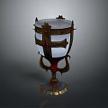 Elegant Household Decorative Cup With Golden Accents Red Gemstones And White Top