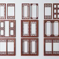 New Chinese-style window hollow window grilles 3d model
