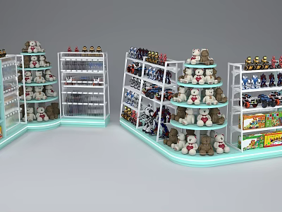 Retail Showcase Shelves With Multiple Layers Stuffed Toys Stationery And Small Merchandise 3d model