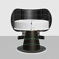 Modern Black and White Stool with Curved Backrest and Round Base Contemporary Design