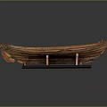 Wooden Boat Model As Water Transport With Display Stand And Classic Craftsmanship