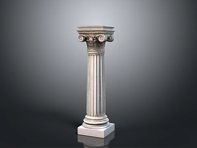 Classical Ionic Column With Marble Fluted Shaft And Voluted Capital 3d model