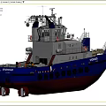 Janisco Ship Sailing On Ocean With Blue White Red Hull And Upper Structure
