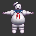 Cute Smiling White Marshmallow Toy Character With Sailor Hat Red Neckerchief And Outstretched Arms