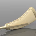 Ivory Colored Musical Horn With Intricate Carvings And Golden Trim