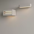 White Wall Lamps with Horizontal Striped and Rectangular Shape on Grey Wall Soft Lighting Illuminating 3d model