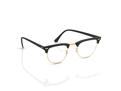 Fashionable Black and Gold Half Rim Eyewear with Stylish Design for Daily Use 3d model