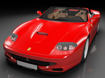 Red Ferrari Convertible Sports Car With Beige Interior And Sleek Front Design 3d model