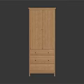 Classic Wooden Wardrobe with Glass Doors and Multiple Drawers for Bedroom Storage