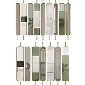 Modern Room Divider Design With Glass Panels Metal Frames And Green White Accents