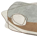 Modern Square Rug With Abstract Curved Lines And Neutral Brown Grey Tones Design