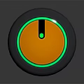 Cylindrical Black and Orange Household Appliance with Green Accents and Modern Design