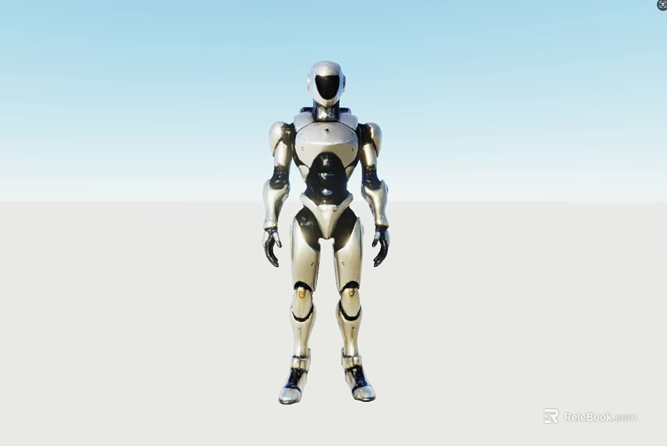 Futuristic Robot Sculpture With Metallic Body And Sleek Design Details 3d model 
