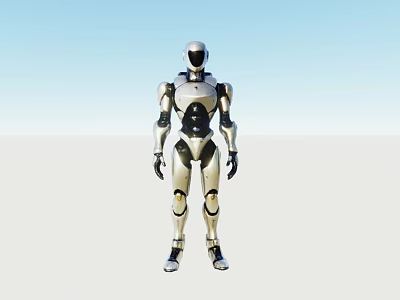 Futuristic Robot Sculpture With Metallic Body And Sleek Design Details 3d model