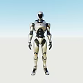 Futuristic Robot Sculpture With Metallic Body And Sleek Design Details