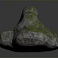 Natural Rustic Wood and Stone Decorative Garden Ornament With Mossy Surface
