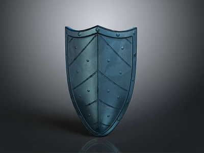 Decorative Medieval Style Metal Shield Featuring Rivets And Intricate Geometric Patterns 3d model