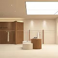 Modern Open Clothing Store Interior With White And Wooden Clothing Racks And Display Areas