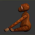 Handmade Wooden Monkey Doll In Sitting Posture With Long Arms And Smooth Surface