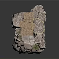 Wooden Platform Structure On Rocky Terrain With Wooden Beams Small Plants And Tall Tree
