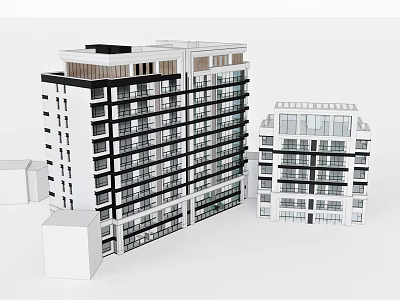 Modern Multi Storey Office Building With Contemporary Glass Facade And Balconies 3d model