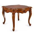 Traditional Wooden Dining Table With Oval Top And Carved Curved Legs