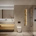 Modern Bathroom Interior Design With Marble Walls Vanity And Glass Shower Enclosure