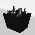 Modern Black Display Platform With Detailed Miniature Architectural Building Models 3d model