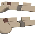 Modern corner sofa multiplayer sofa 3d model