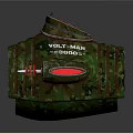 Worn Camouflage Container With Pink Spikes Distressed Surface And Markings
