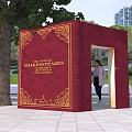 Open Book Installation with Red Cake Number 2 Shamsurhuda and Woman in Pink Coat Outdoor