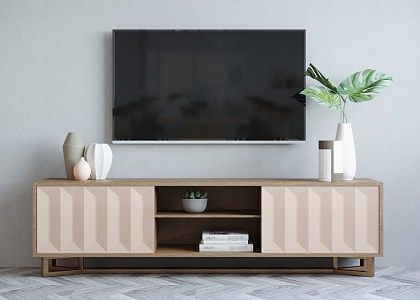 Nordic TV Cabinet TV Vase Ornaments Combination 3d model