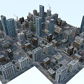 Aerial View Urban Planning Of Modern City With High Rise Buildings And Construction Cranes