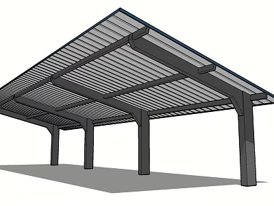 Modern Outdoor Pergola With Support Columns And Open Beam Structure 3d model