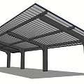 Modern Outdoor Pergola With Support Columns And Open Beam Structure 3d model