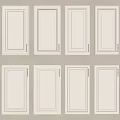 White Cabinet Doors Neatly Arranged In Two Rows With Four Each And Golden Handles