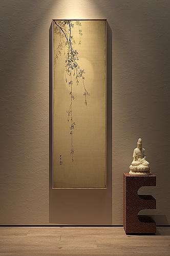 New Chinese Zen Hanging Paintings Vertical Hanging Paintings Hallway Hanging Paintings 3d model