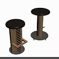 Stylish Wooden Bar Stools With Black Seats And Modern Structural Details