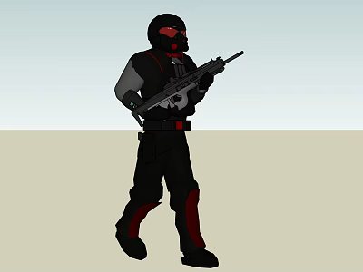 Modern game character future patrol 3d model