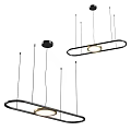 Modern Black Metal Linear Chandelier With Circular LED Lights for Dining Room