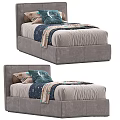 Modern Kids Bed With Upholstered Headboard Storage Drawers And Cozy Bedding