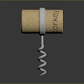 Modern Corkscrew With Corkey Cork Top Metal Ring And Spiral Design 3d model