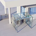 Modern Building Entrance Gate with Glass Facade and Canopy Automatic Retractable Barrier Design