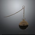 Vintage Pocket Watch With Metal Chain And Engraved Surface On Reflective Background