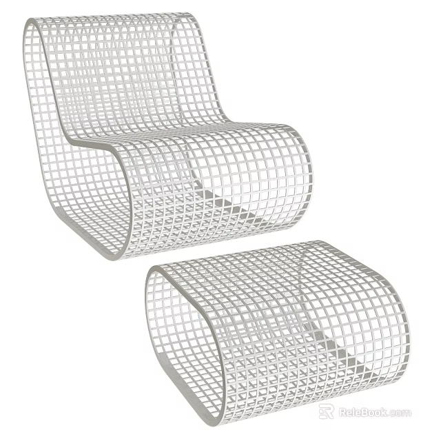 White Grid Design Outdoor Chairs With Modern Style For Garden Patio Use 3d model 