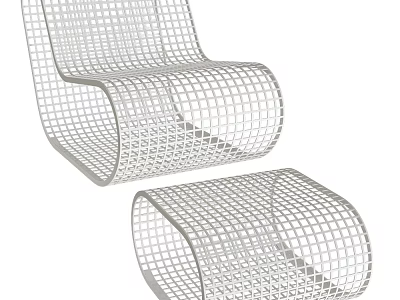 White Grid Design Outdoor Chairs With Modern Style For Garden Patio Use 3d model