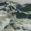 Snow Covered Mountain Landscape with Deep Valleys and Turquoise Lakes in Natural Scenic Environment